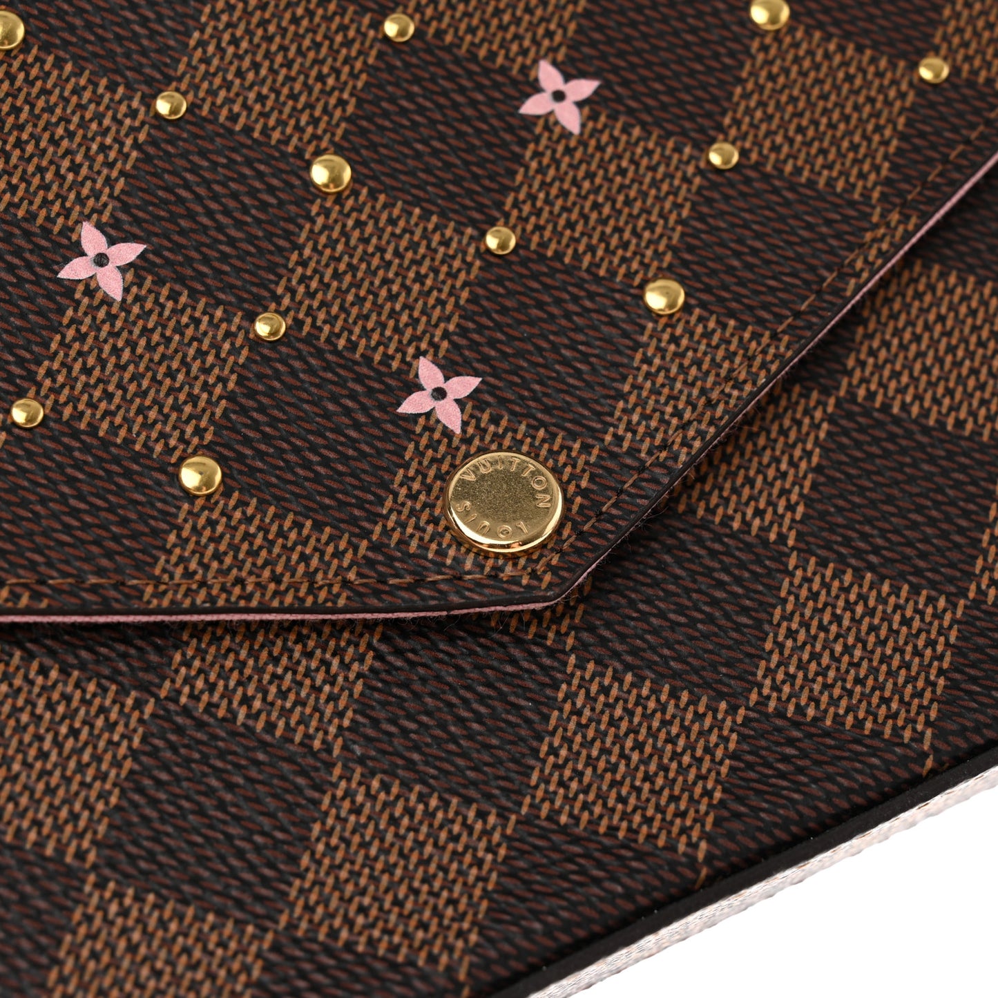 Damier Ebene Studded Pochette Felicie Chain Wallet