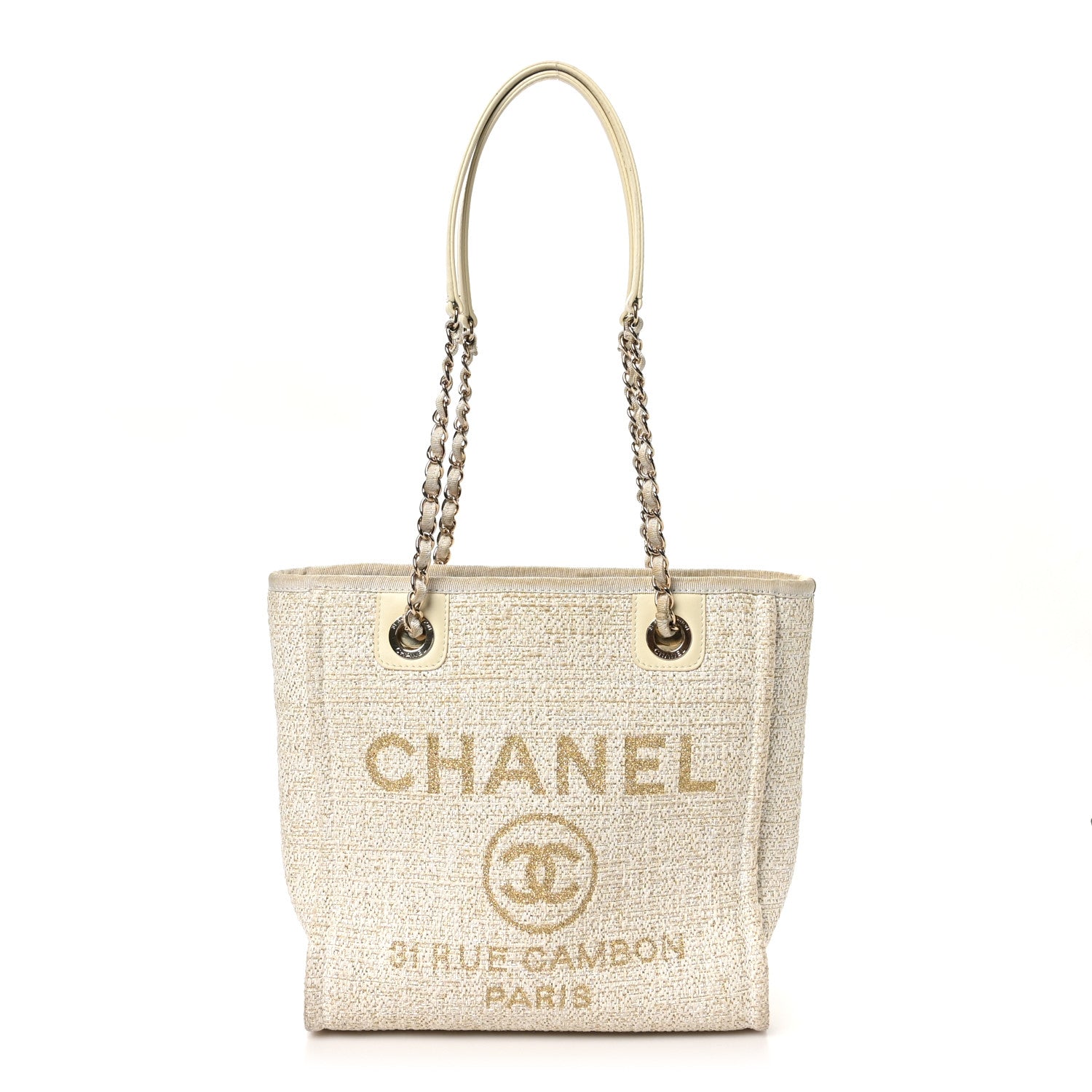 Chanel Lurex Boucle Mini Deauville Tote White 1 of 10
