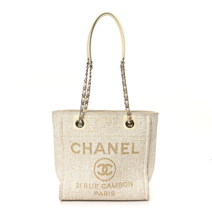 Chanel Lurex Boucle Mini Deauville Tote White 1 of 10