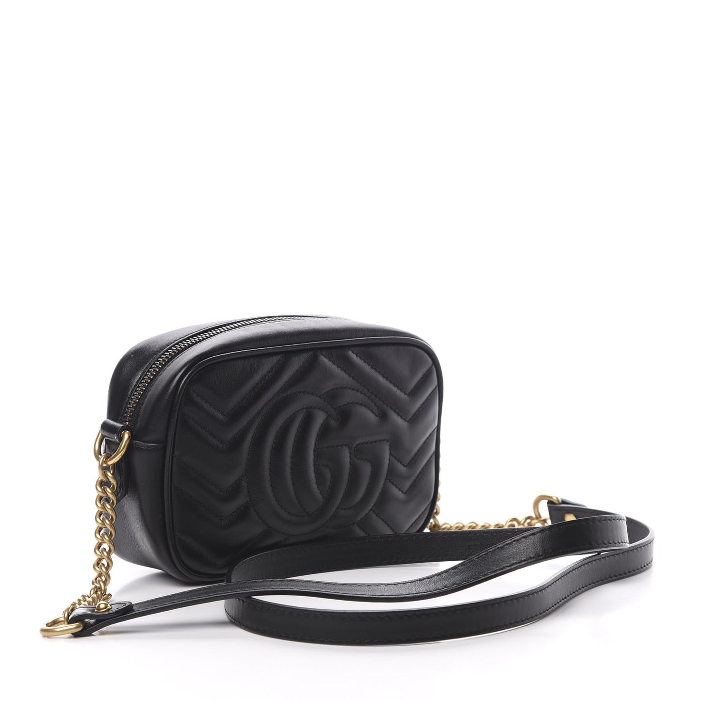 Calfskin Matelasse Mini GG Marmont Chain Shoulder Bag Black