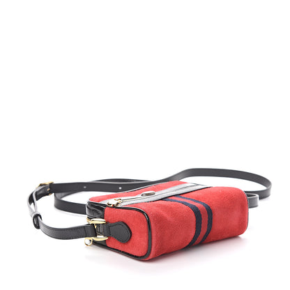 Gucci Suede Patent Web Mini Ophidia Shoulder Bag Red 3 of 8
