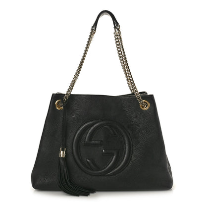 Gucci Pebbled Calfskin Medium Soho Chain Shoulder Bag Black 1 of 11