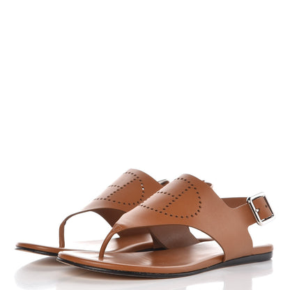 Hermes Calfskin Kola Sandals 37.5 Gold 3 of 10