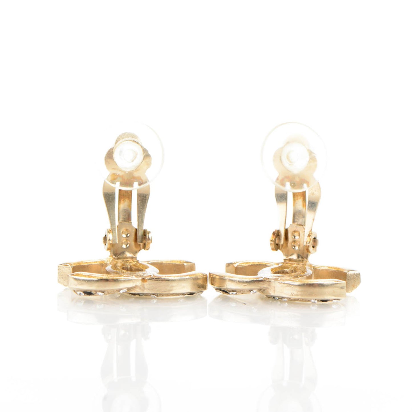 Crystal CC Clip On Earrings Gold