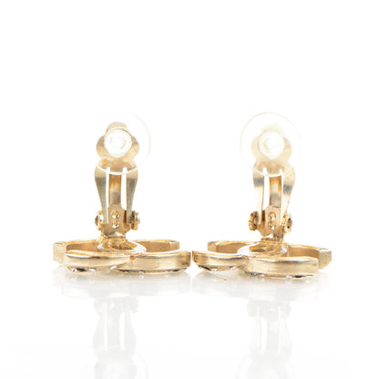 Chanel Crystal CC Clip On Earrings Gold 3 of 4