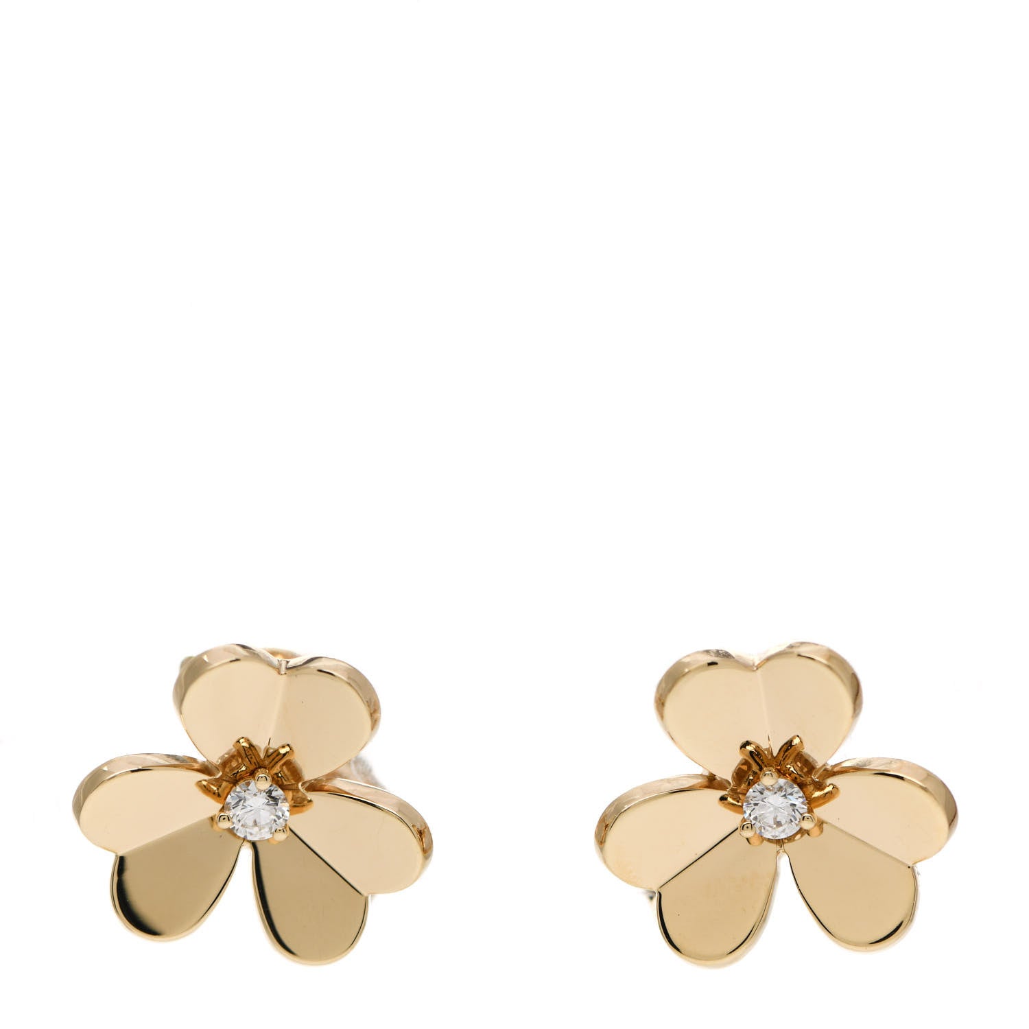 Van Cleef & Arpels 18K Yellow Gold Diamond Small Frivole Earrings 1 of 5
