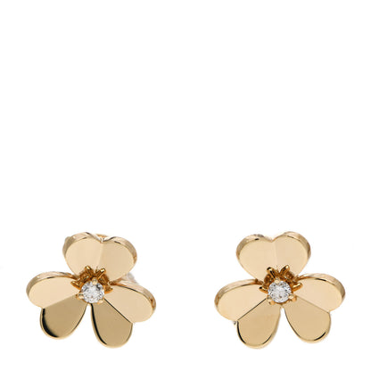 Van Cleef & Arpels 18K Yellow Gold Diamond Small Frivole Earrings 1 of 5