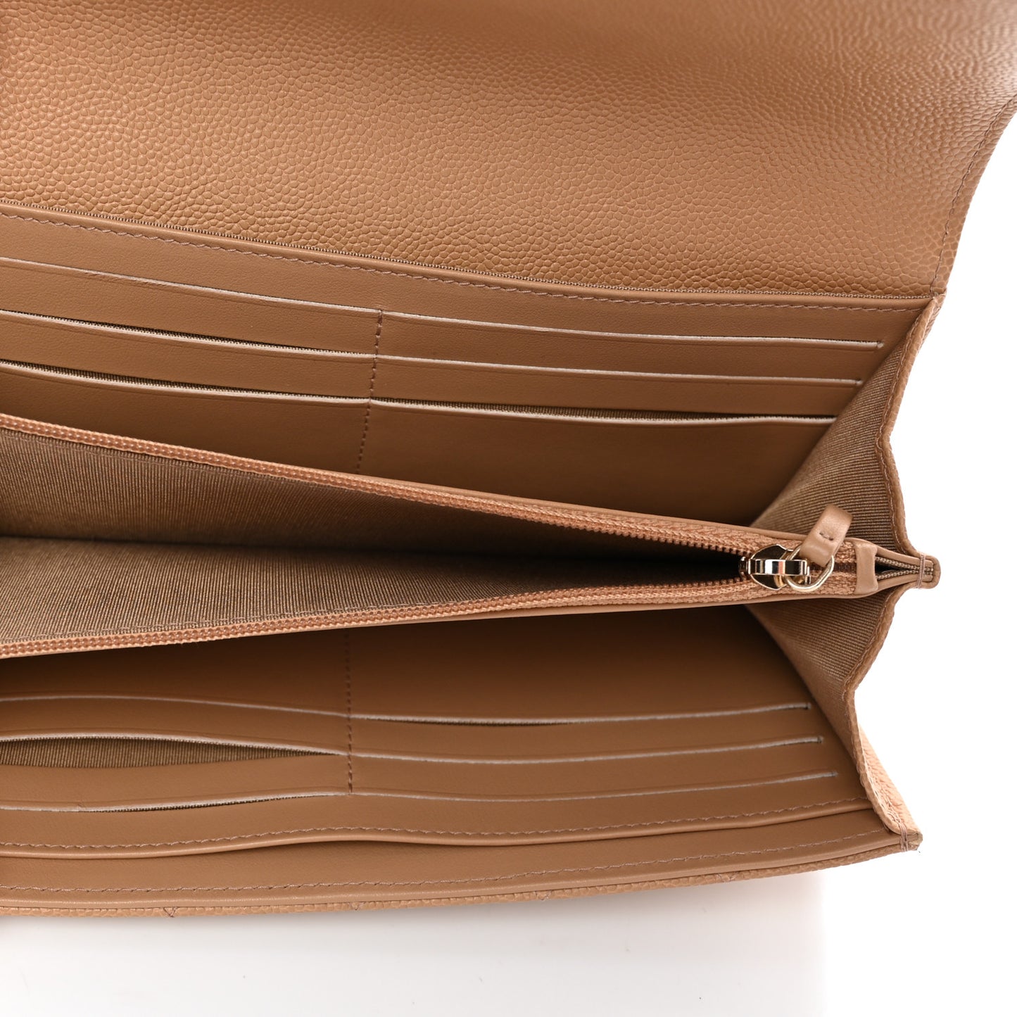 Caviar Quilted Large Boy Gusset Flap Wallet Beige