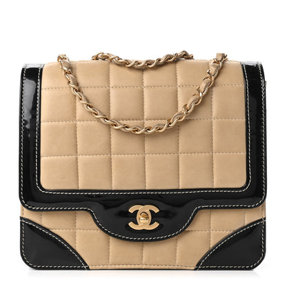 Chanel Lambskin Patent Chocolate Bar Flap Beige Black 1 of 11