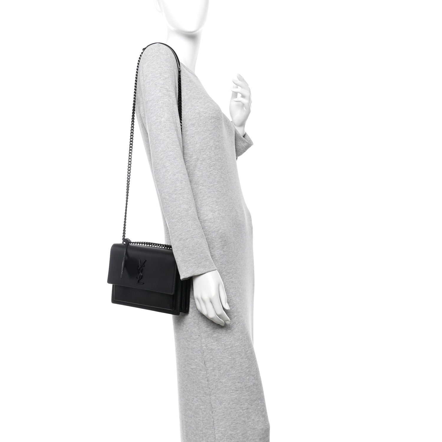 Saint Laurent Calfskin Medium Monogram Monochrome Sunset Black 2 of 10