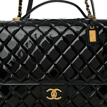 Chanel Patent Quilted Large School Memory Top Handle Flap Black 8 of 10
