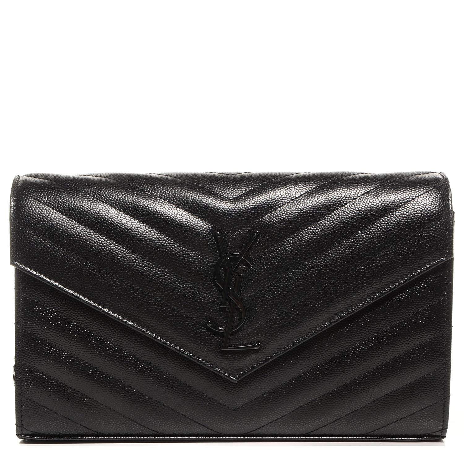 Saint Laurent Matelasse Chevron Monogramme Chain Wallet Black 1 of 10