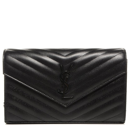 Saint Laurent Matelasse Chevron Monogramme Chain Wallet Black 1 of 10