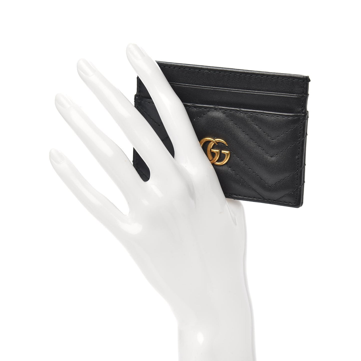 Calfskin Matelasse GG Marmont Card Holder Black