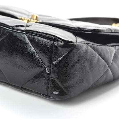 Chanel Shiny Crumpled Calfskin Quilted Large Chanel 19 Flap Black 7 of 11