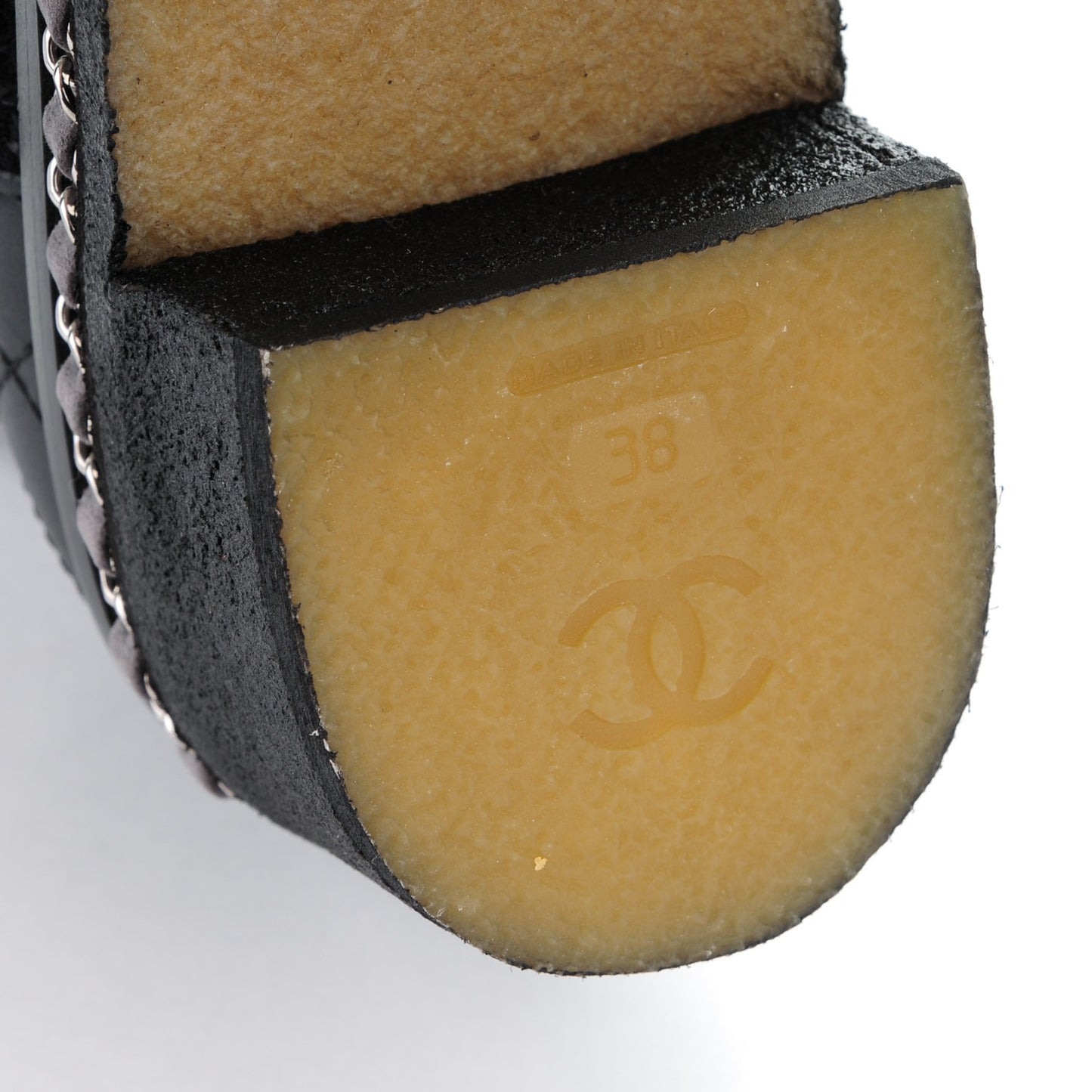 Tweed Suede Calfskin Chain Around Boots 38 Grey Black