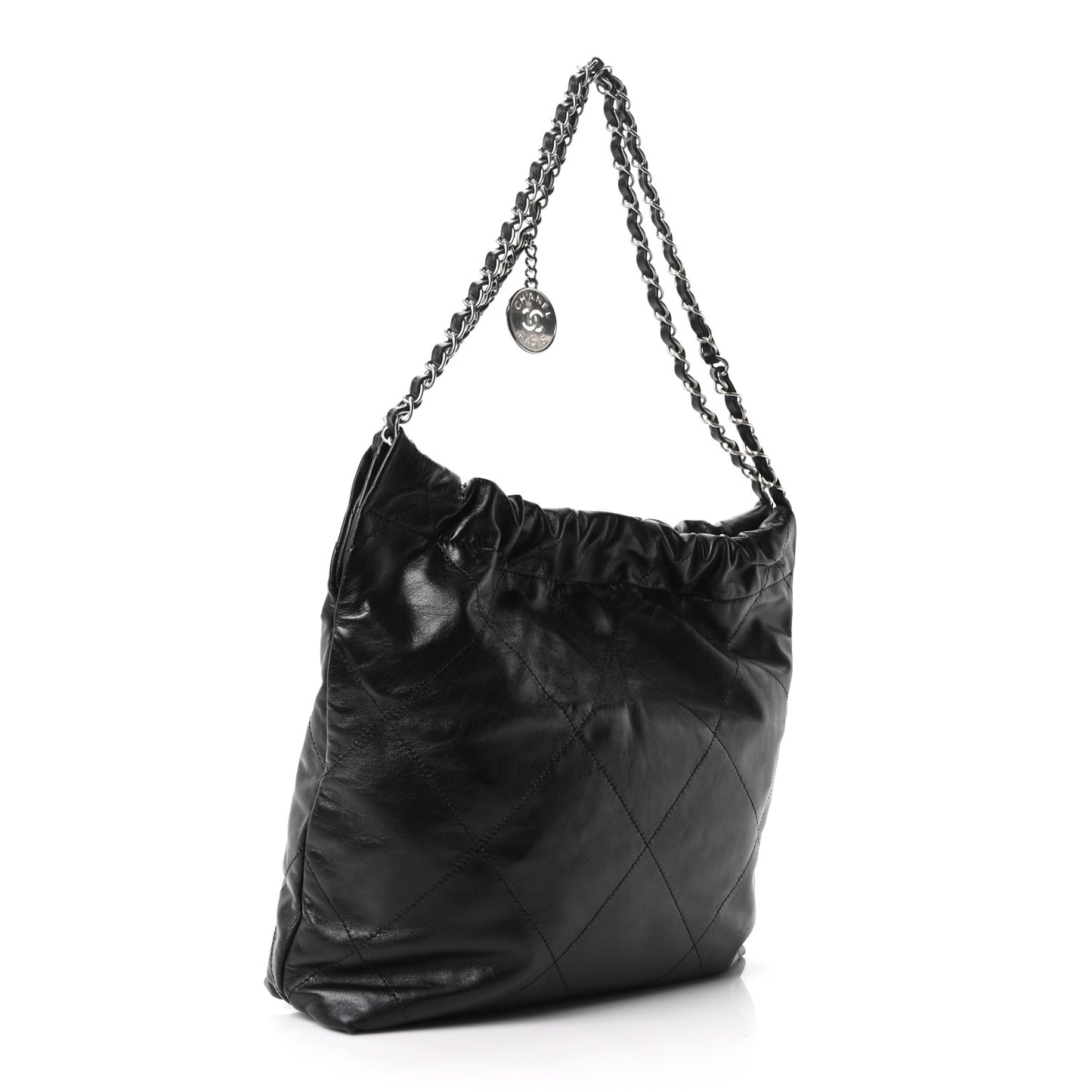 Shiny Calfskin Quilted Small Chanel 22 Black