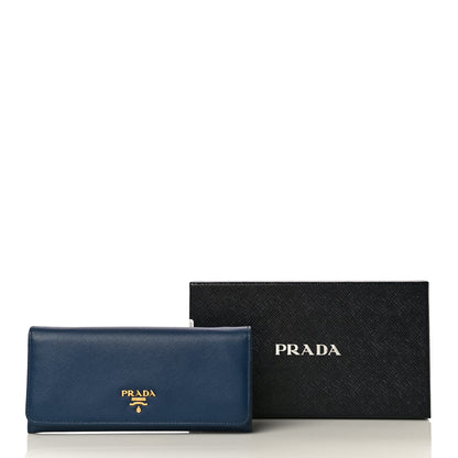 Prada Saffiano Metal Continental Flap Wallet Bleuette 11 of 11