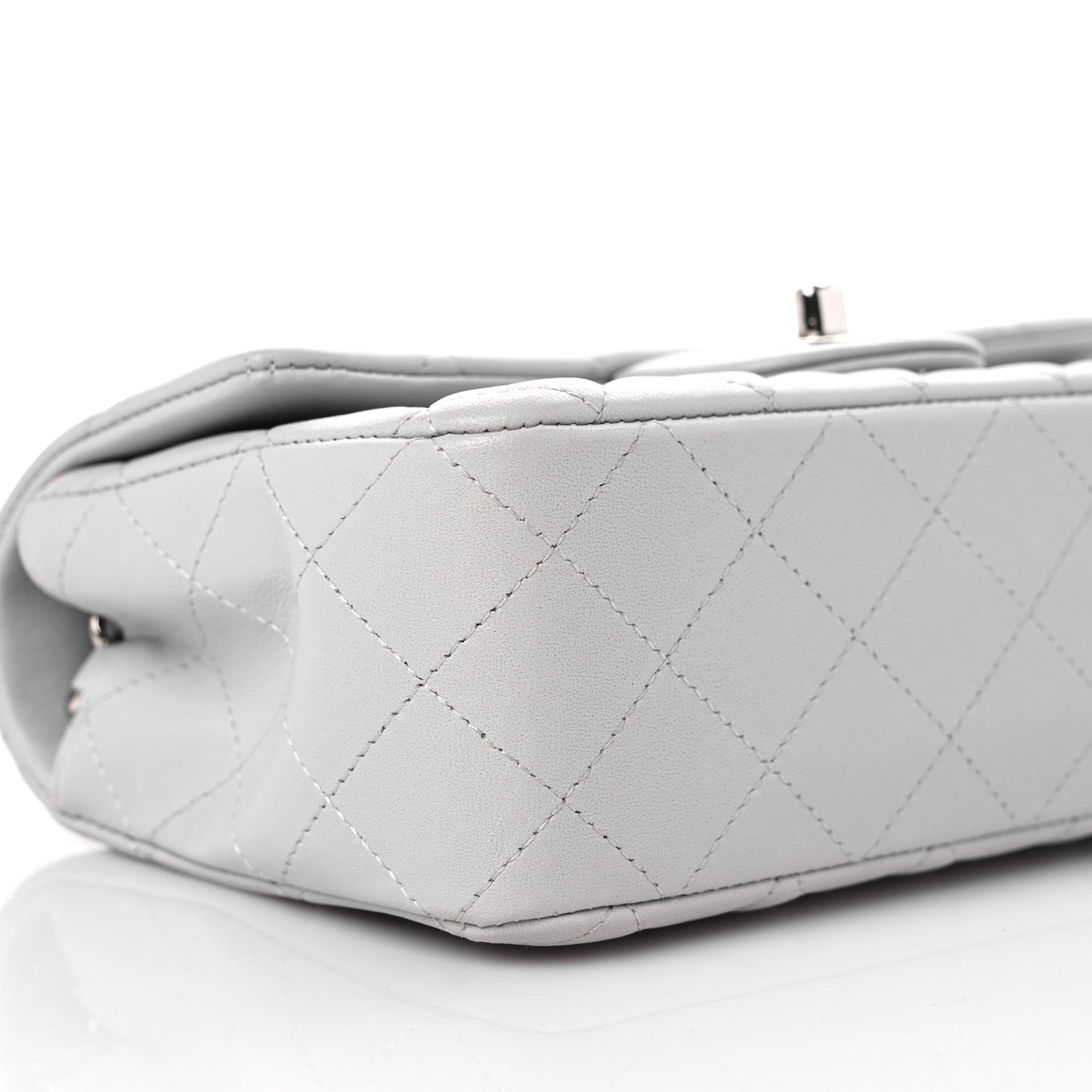 Lambskin Quilted Mini Rectangular Flap Grey