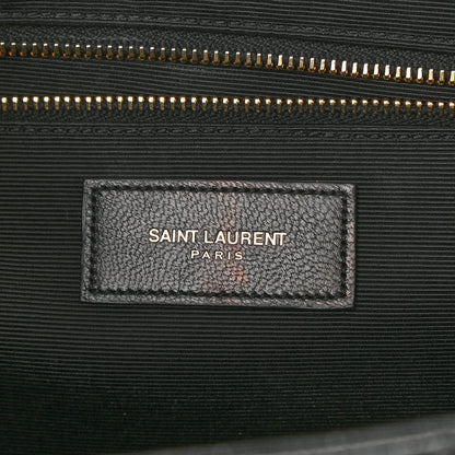 Saint Laurent Grain De Poudre Matelasse Chevron Large Monogram Satchel Black 6 of 10