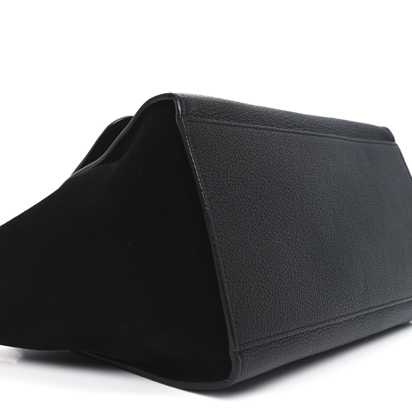Drummed Calfskin Suede Small Trapeze Black