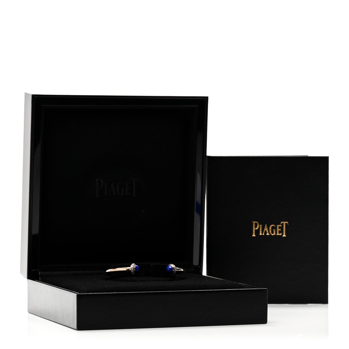 18K Rose Gold Diamond Lapis Lazuli Possession Open Bangle Bracelet