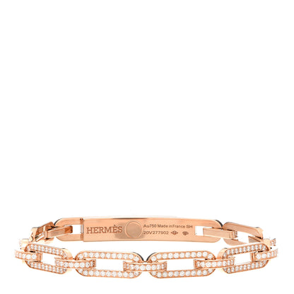Hermes 18K Rose Gold Diamond Full Pave PM Kelly Chaine Bracelet SH 3 of 5