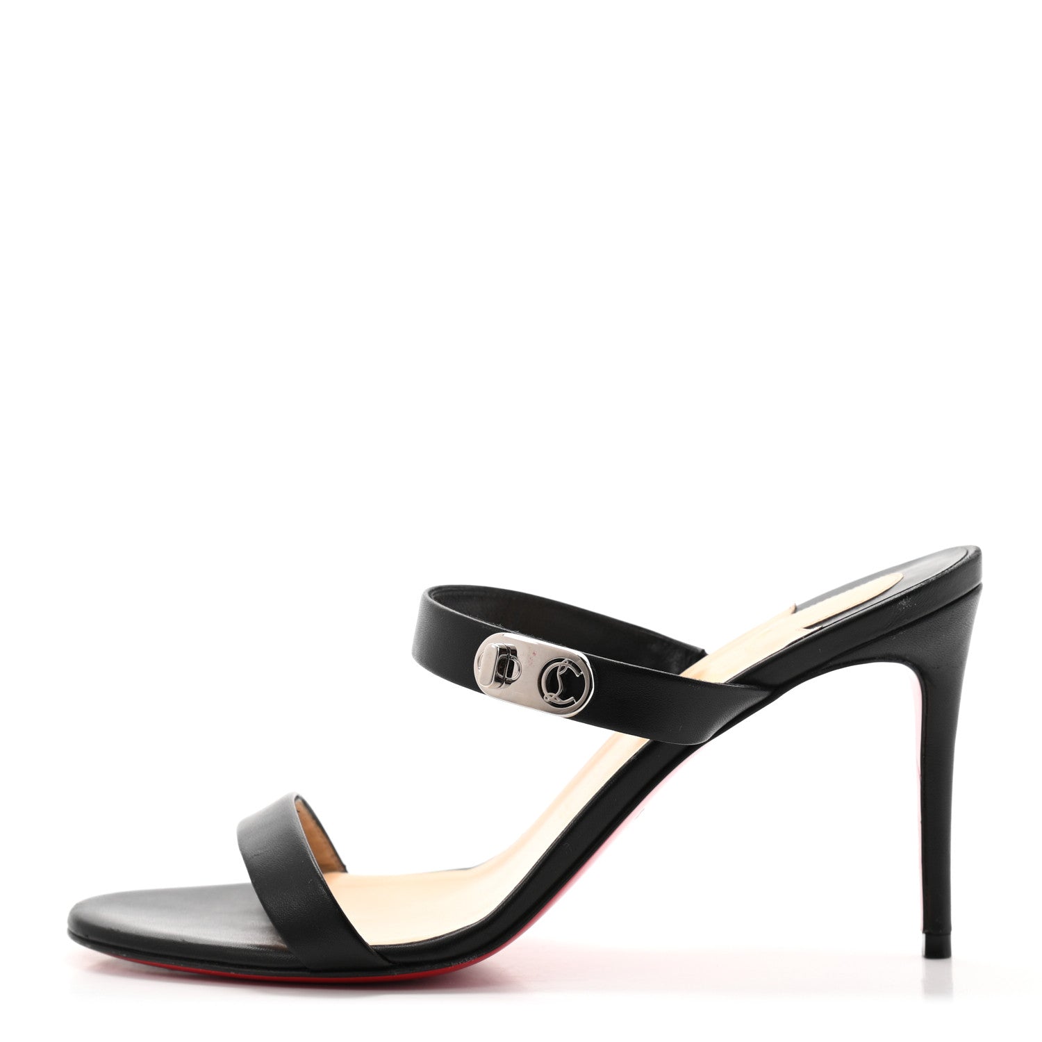 Christian Louboutin Kid Lock Me 85 Slide Sandals 37.5 Black 1 of 10