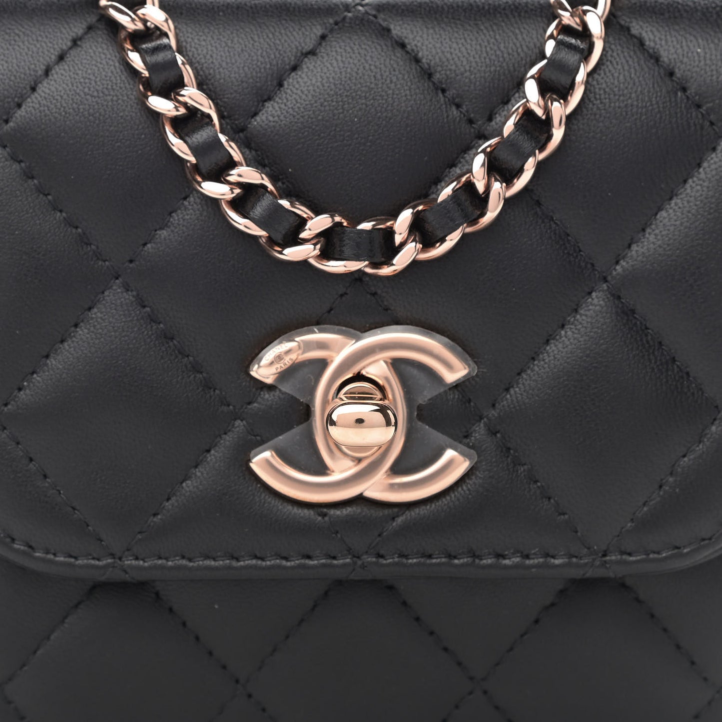 Lambskin Quilted Mini Trendy CC Clutch With Chain Black