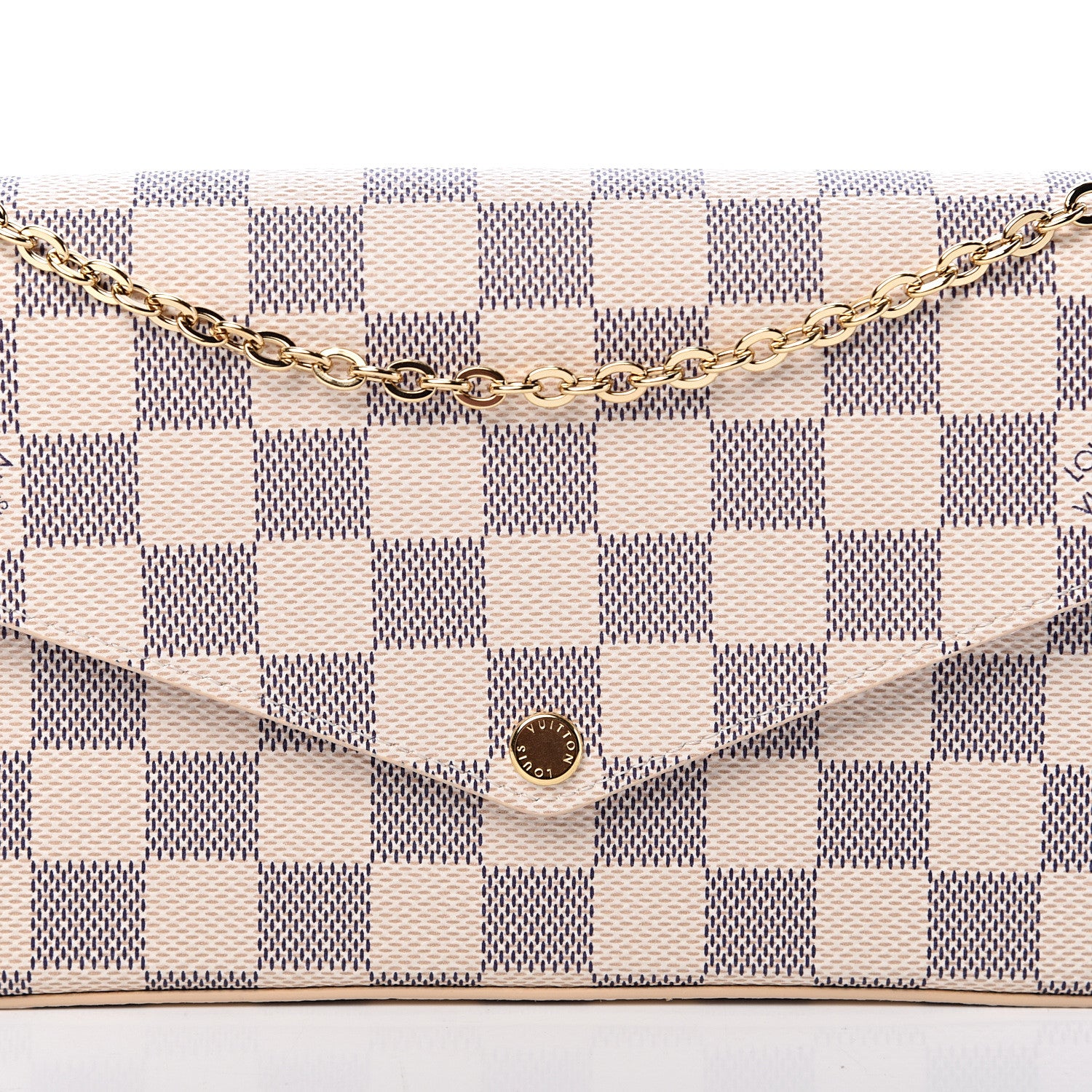 Louis Vuitton Damier Azur Pochette Felicie Chain Wallet Rose Ballerine 9 of 12