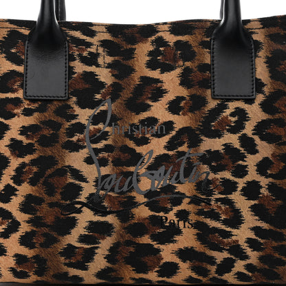 Christian Louboutin Canvas Calfskin Kitty Print Small Nastroloubi Tote Brown Black 8 of 13