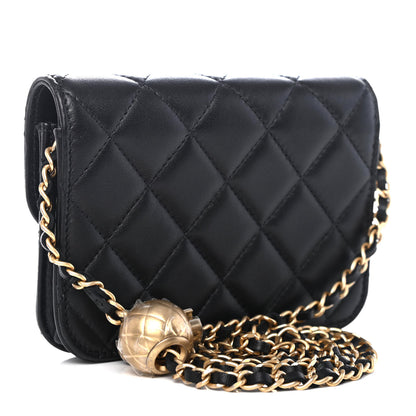 Chanel Lambskin Quilted Pearl Crush Clutch With Chain Black 2 of 4