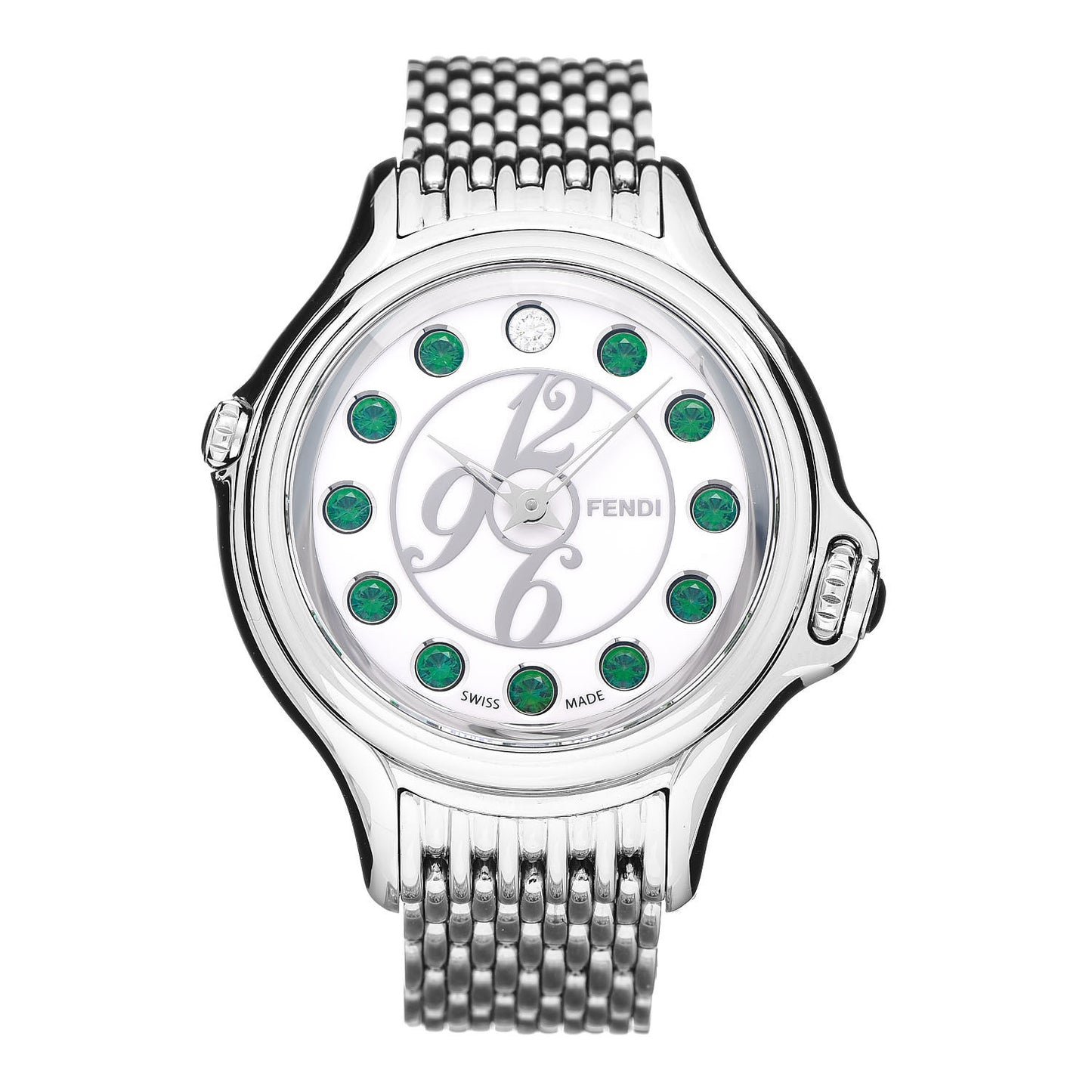 Stainless Steel Diamond Topaz 38mm Crazy Carats Rotating Gem Quartz Watch