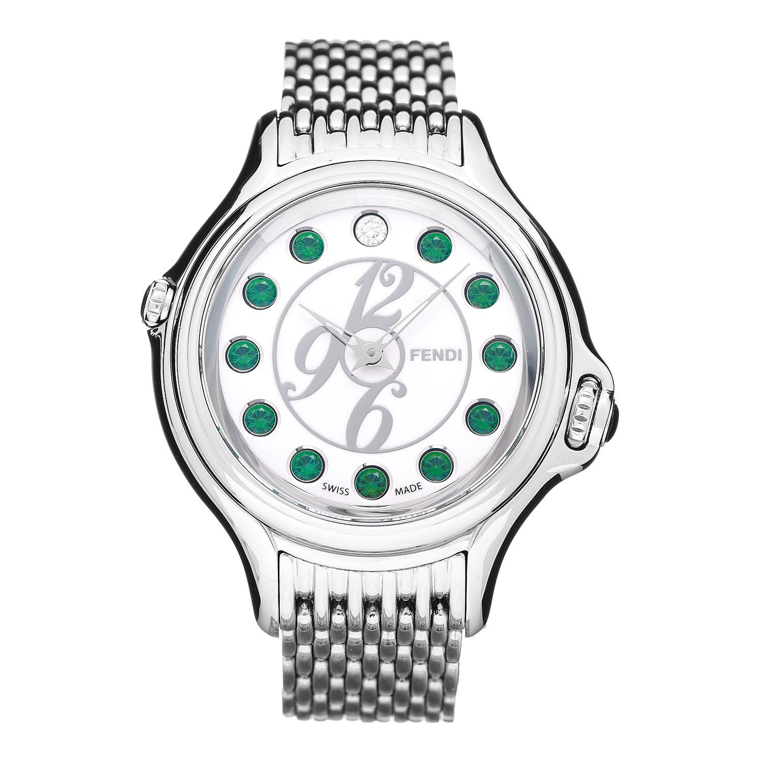 Fendi Stainless Steel Diamond Topaz 38mm Crazy Carats Rotating Gem Quartz Watch 1 of 8