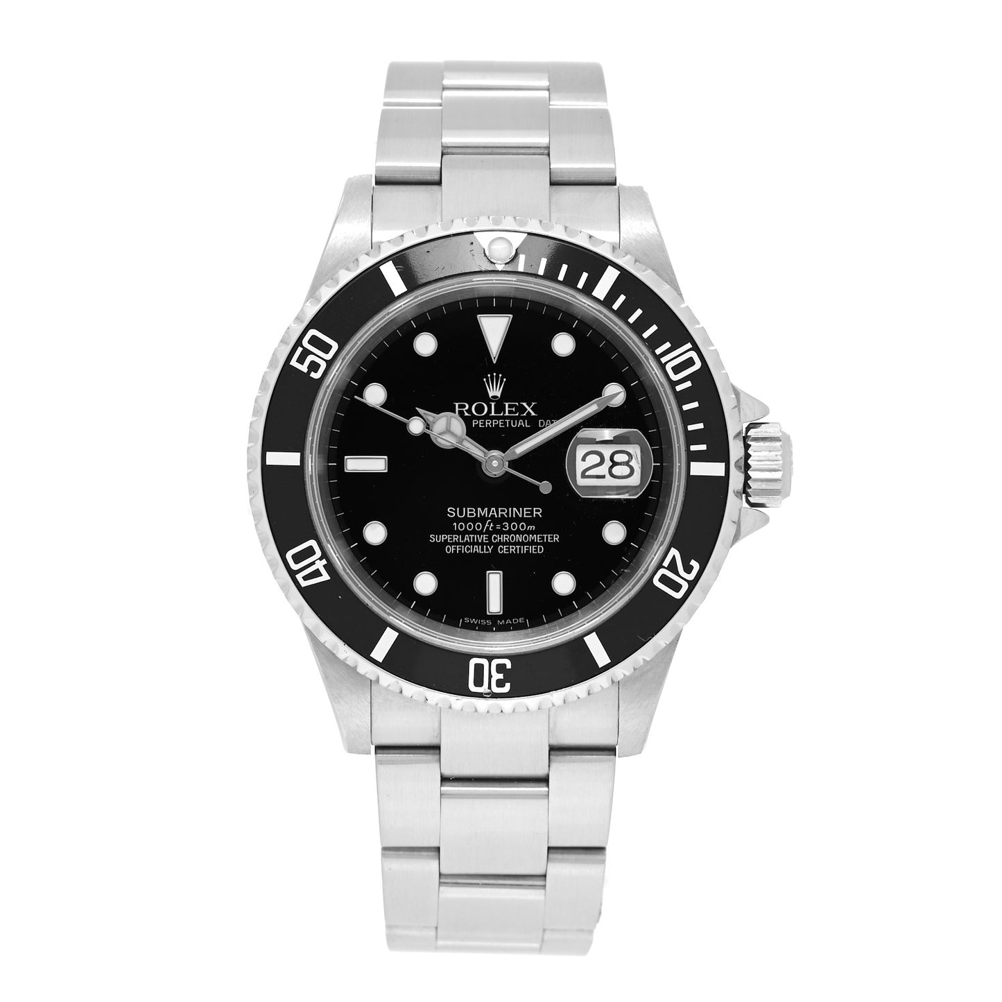 Stainless Steel 40mm Oyster Perpetual Submariner Date Watch Black 16610