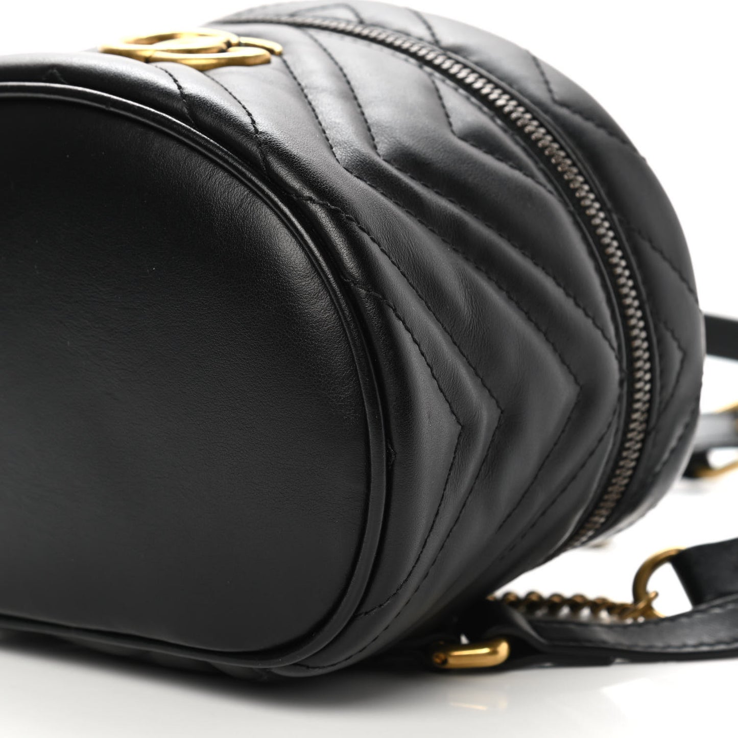 Calfskin Matelasse Mini GG Marmont Round Backpack Black