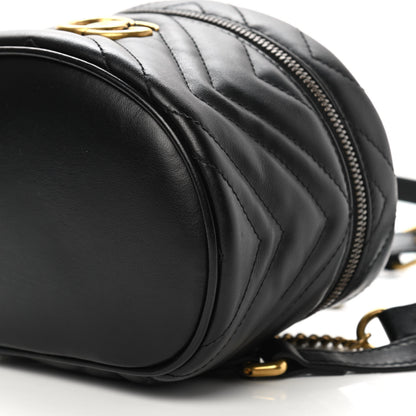 Gucci Calfskin Matelasse Mini GG Marmont Round Backpack Black 10 of 13