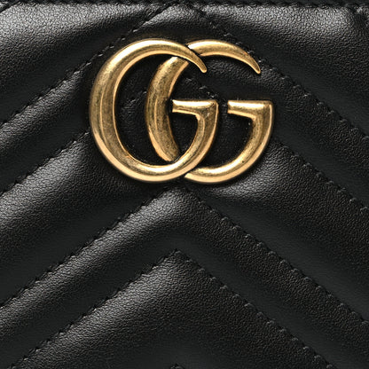 Gucci Calfskin Matelasse GG Marmont Zip Around Wallet Black 8 of 9