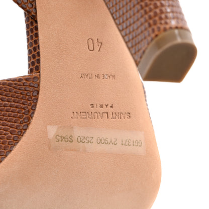 Saint Laurent Lizard Embossed Calfskin Scandale Sandals 40 Cognac 7 of 11