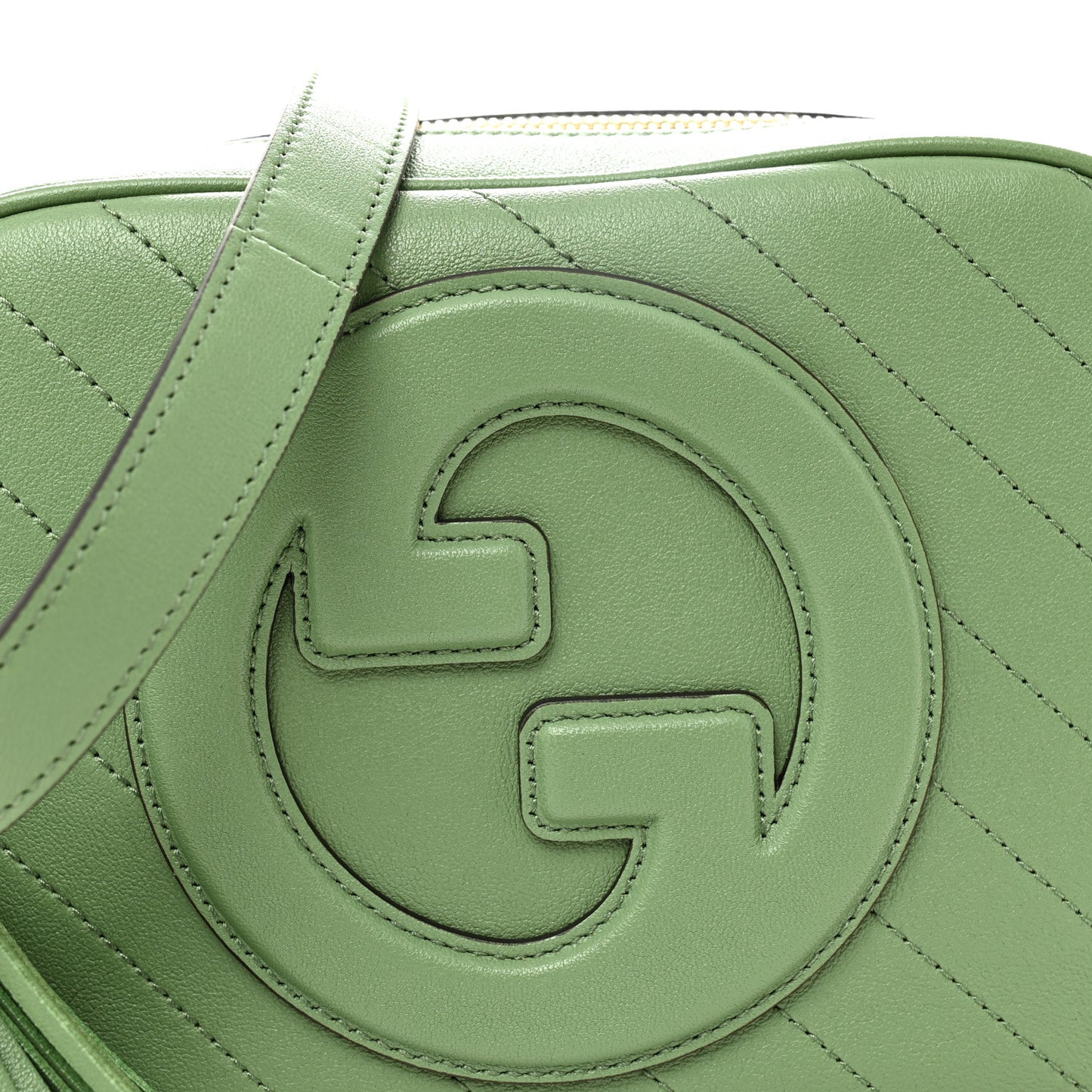 Sakai Be Green Calfskin Diagonal Stitched Small Blondie Shoulder Bag Green Soil Grass Green Soil Grass