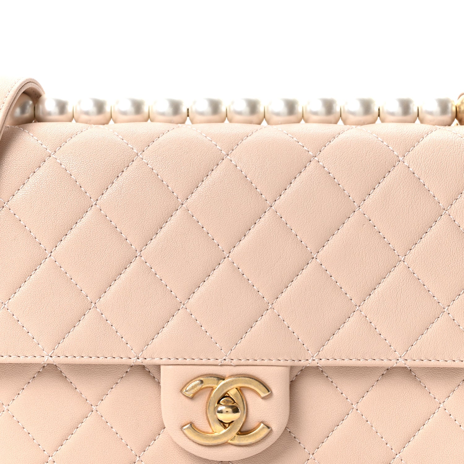 Chanel Goatskin Quilted Small Chic Pearls Flap Beige 14 of 19