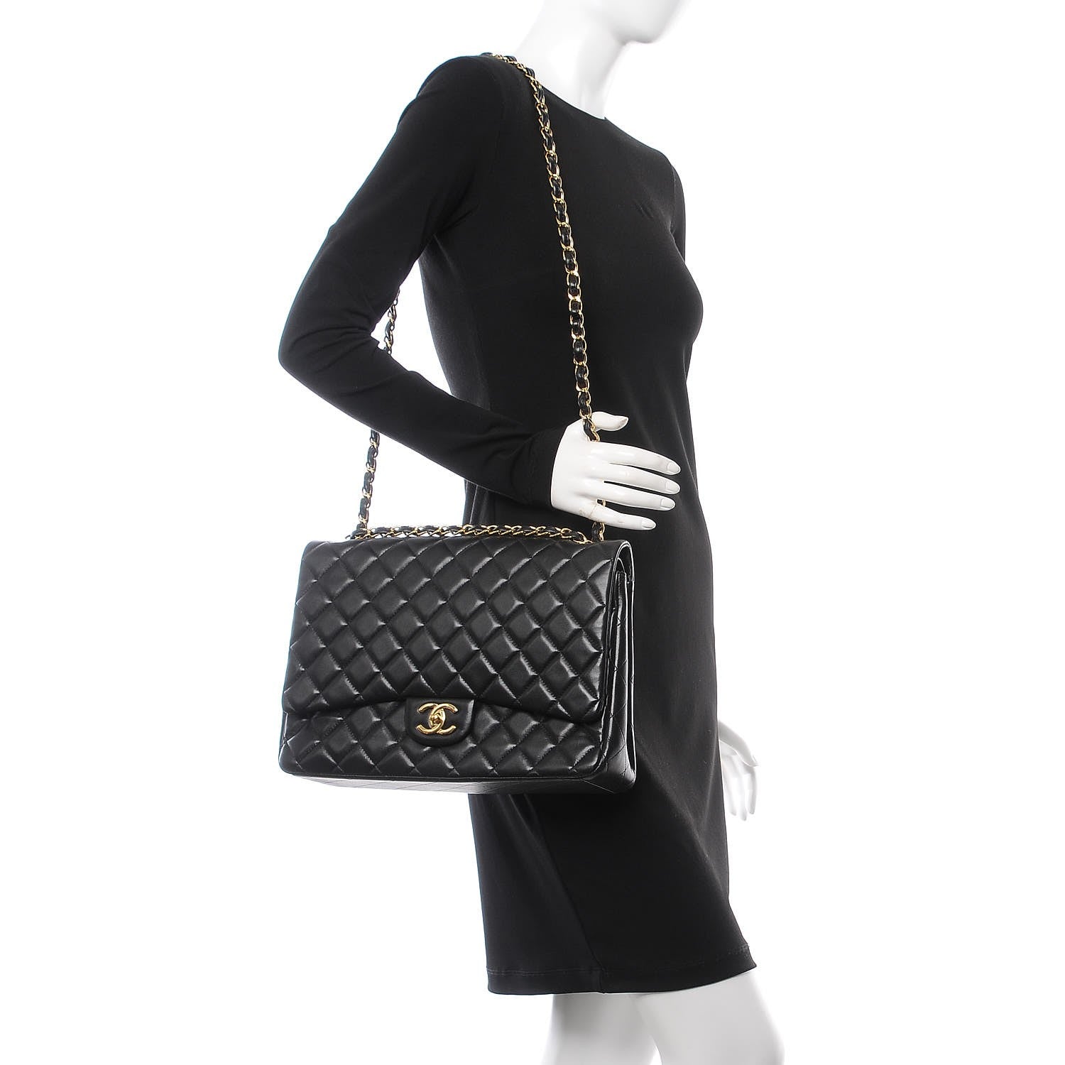 Chanel Lambskin Quilted Maxi Double Flap Black 2 of 8