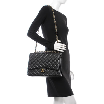 Chanel Lambskin Quilted Maxi Double Flap Black 2 of 8