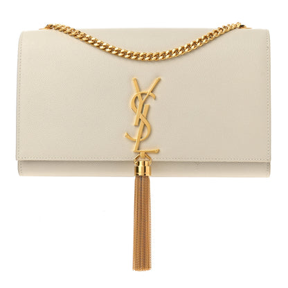 Saint Laurent Grain De Poudre Calfskin Medium Classic Monogram Kate Tassel Satchel Crema Soft 1 of 11