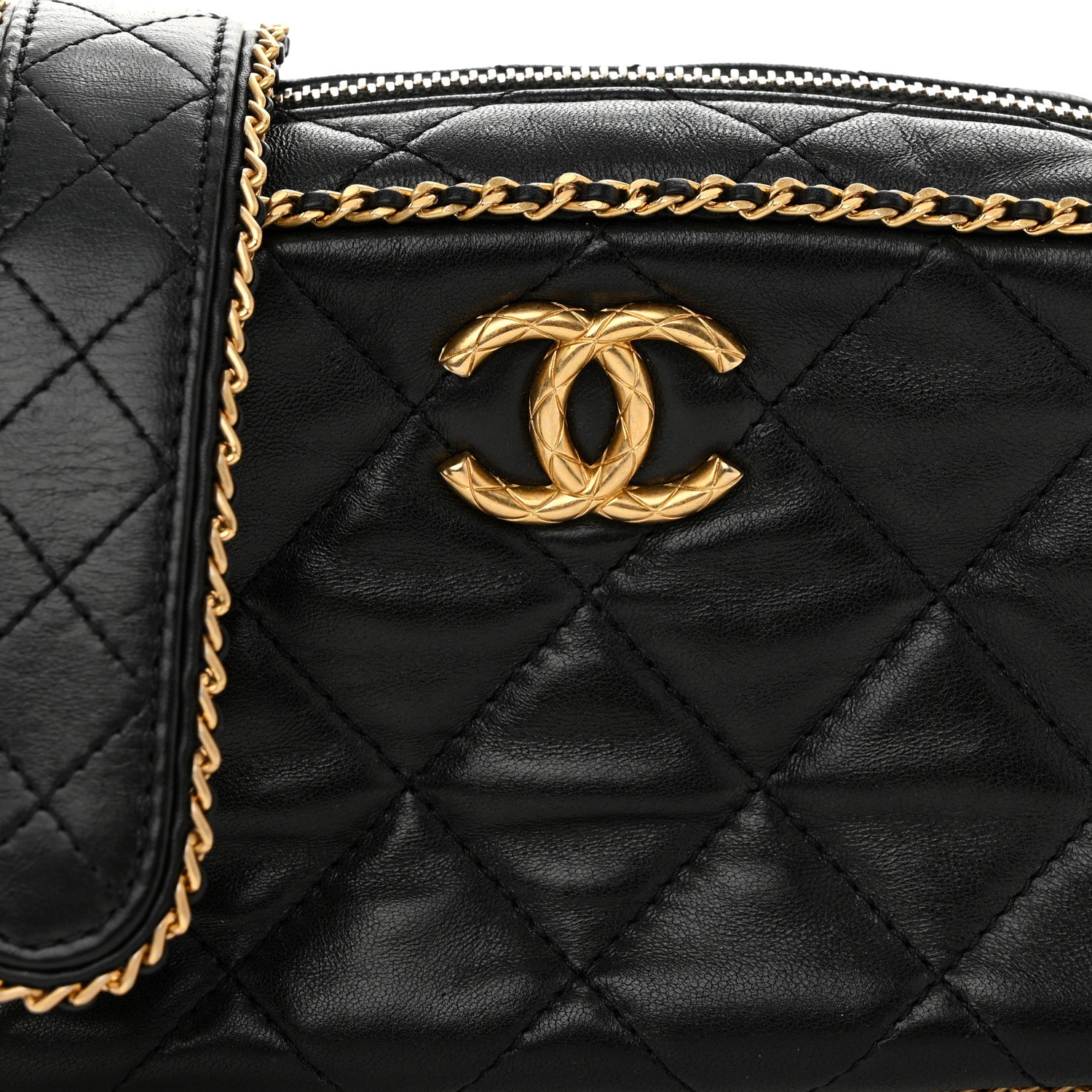 Chanel Lambskin Quilted Chain CC Mini Camera Case Black 8 of 10