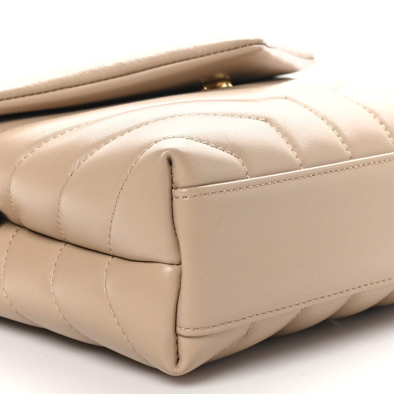 Saint Laurent Calfskin Y Quilted Monogram Toy Loulou Crossbody Bag Dark Beige 9 of 10