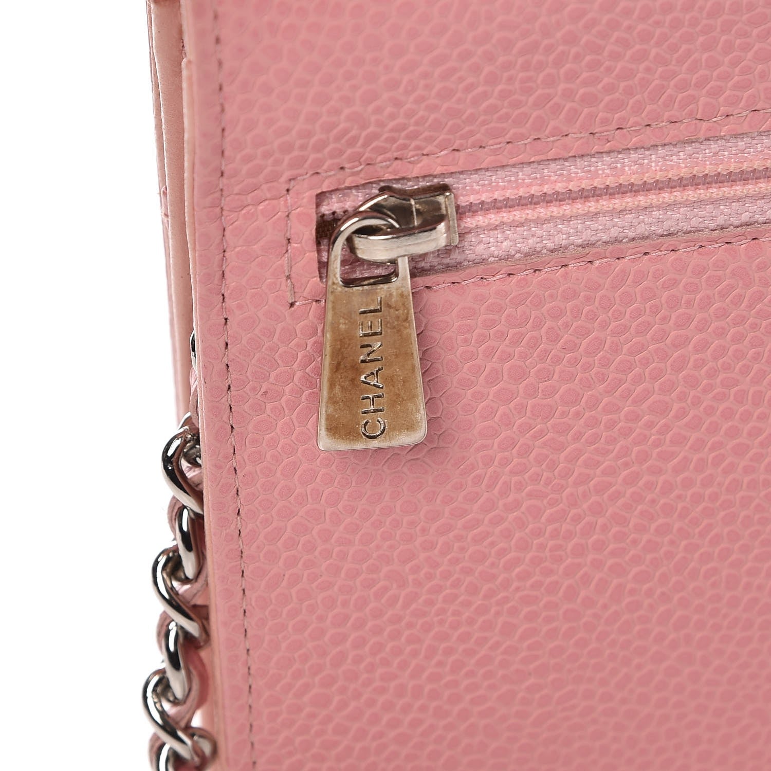 Chanel Caviar Timeless CC Wallet On Chain WOC Pink 10 of 12