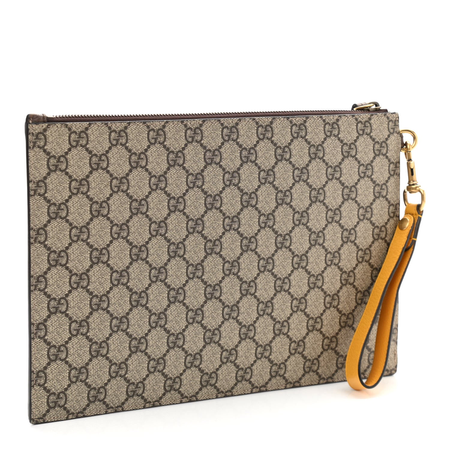 Gucci GG Supreme Monogram Neo Vintage Zip Wristlet Pouch Beige New Acero Crop 2 of 7