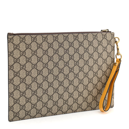 Gucci GG Supreme Monogram Neo Vintage Zip Wristlet Pouch Beige New Acero Crop 2 of 7