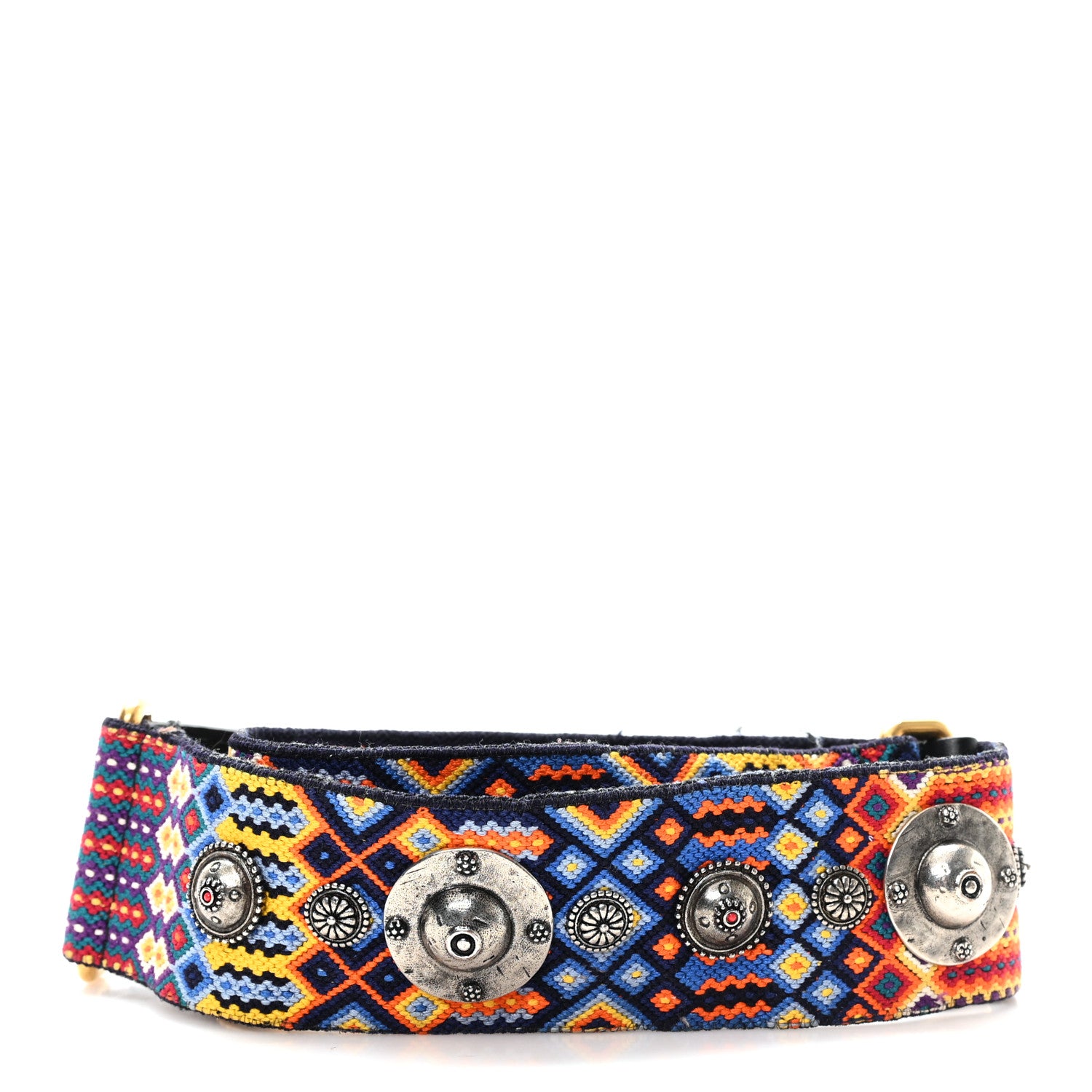 Christian Dior Canvas Embroidered Studded Mexico Shoulder Strap Multicolor 2 of 4